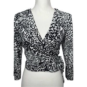 Lilly Pulitzer Black & White Printed Wrap Blouse